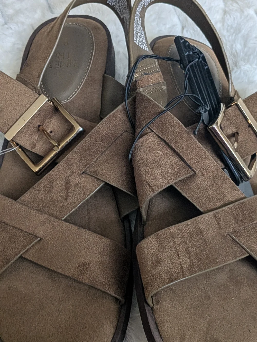 Time and Tru Brown Suede Slide Sandals - Size 9